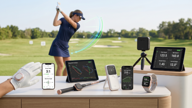 Collection of golf swing analyzer devices including wearable sensors, launch monitors and smart tech on driving range