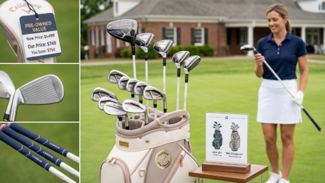 Quality used women's golf club set in excellent condition with rose gold accents showing smart savings without sacrifice